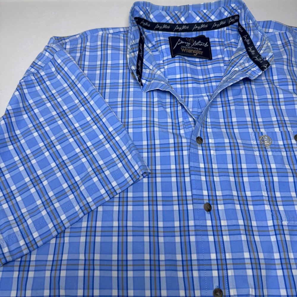 George Strait Collection by Wrangler Mens Plaid Short Sleeve Button‎ Down Shirt